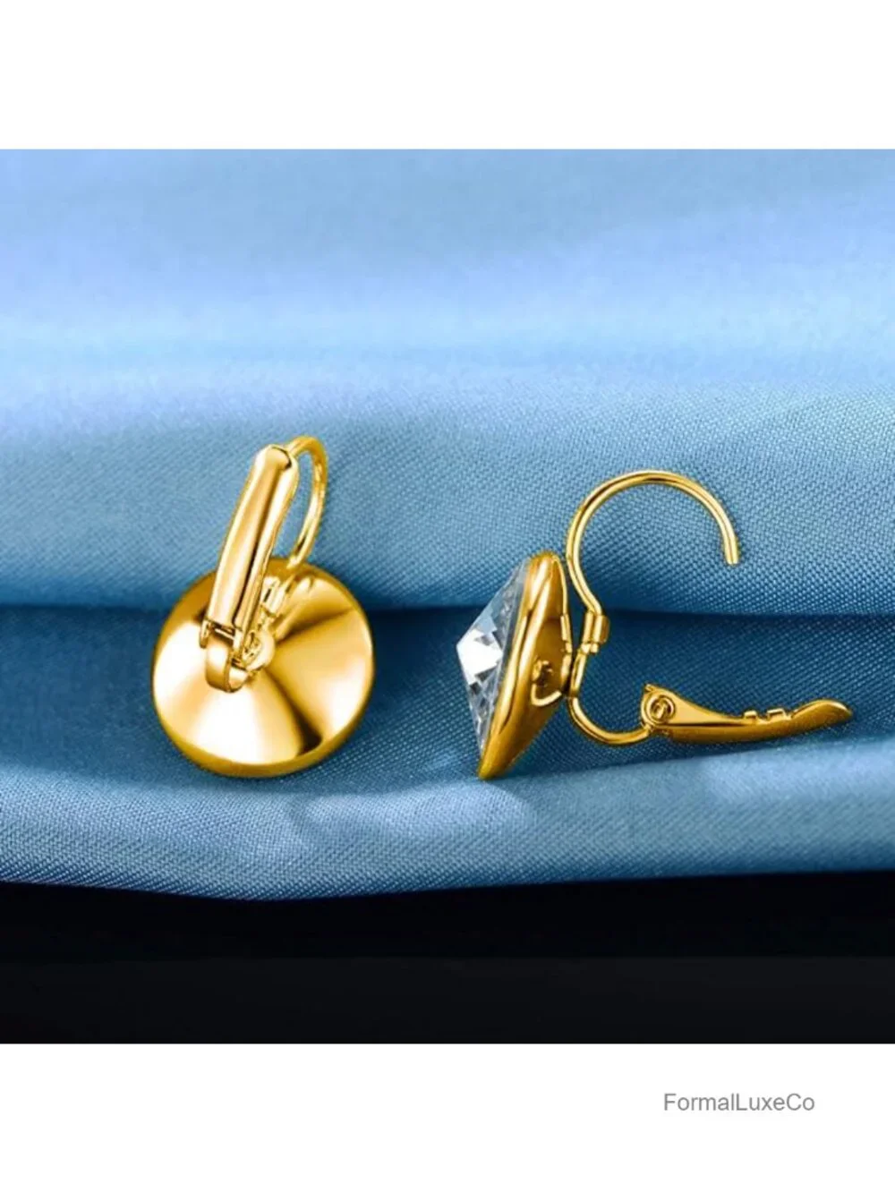 Crystal Drop Earrings 18K White Gold Plated Hypoallergenic Leverback